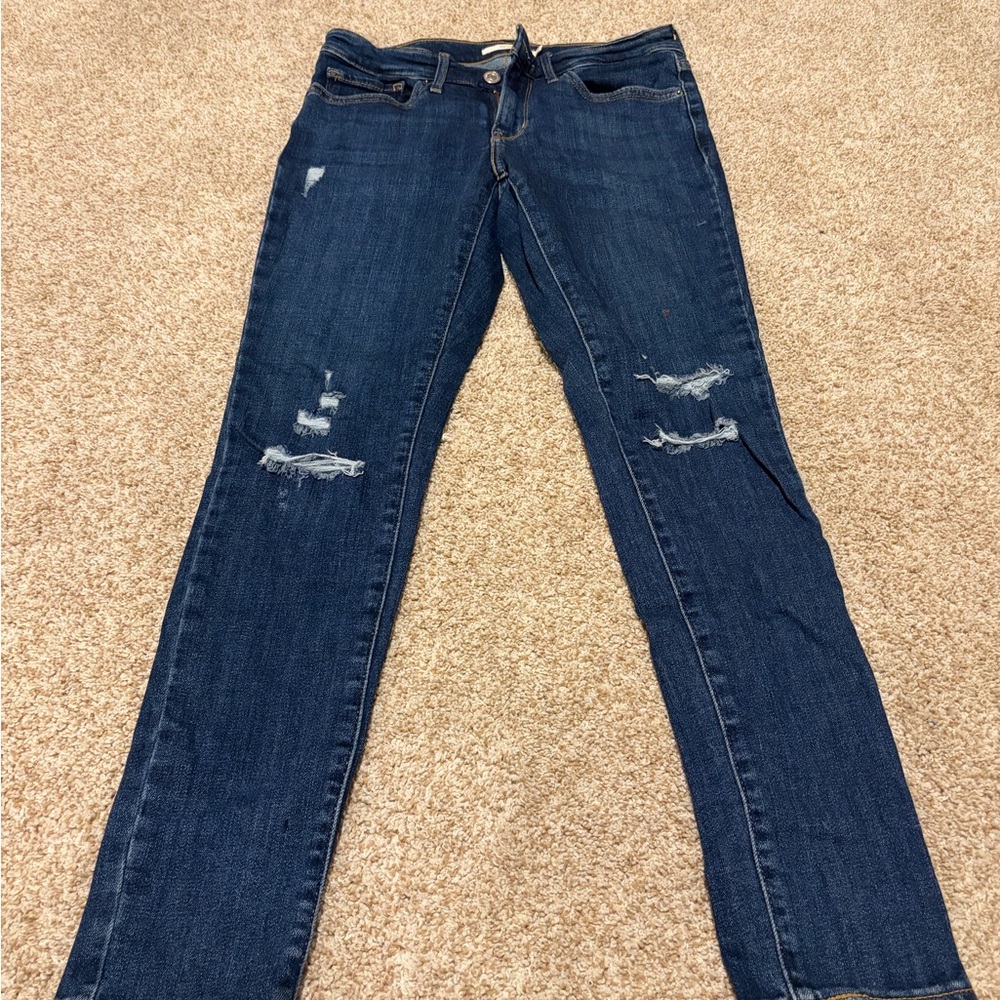 Stylish Distressed Blue Women's Skinny Jeans Levi 711